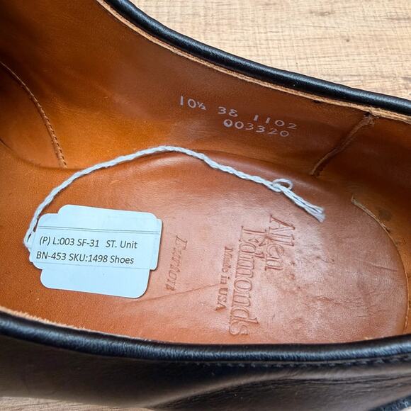 Allen Edmonds Burton Mens size 10.5 Black Derby oxfords shoes main image 4